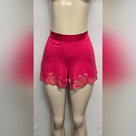 Soma L Two Piece Pajama Set Intimates Lingerie Pink Gold Lace Stretch Knit - Picture 3 of 5